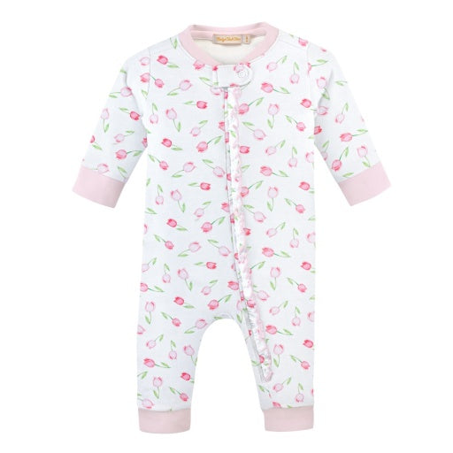 Baby Club Chic Baby Tulips Ruffle Zip Coverall
