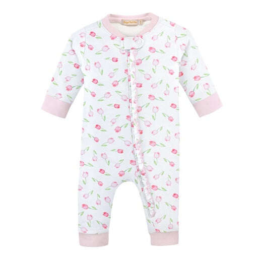 Baby Club Chic Baby Tulips Ruffle Zip Coverall
