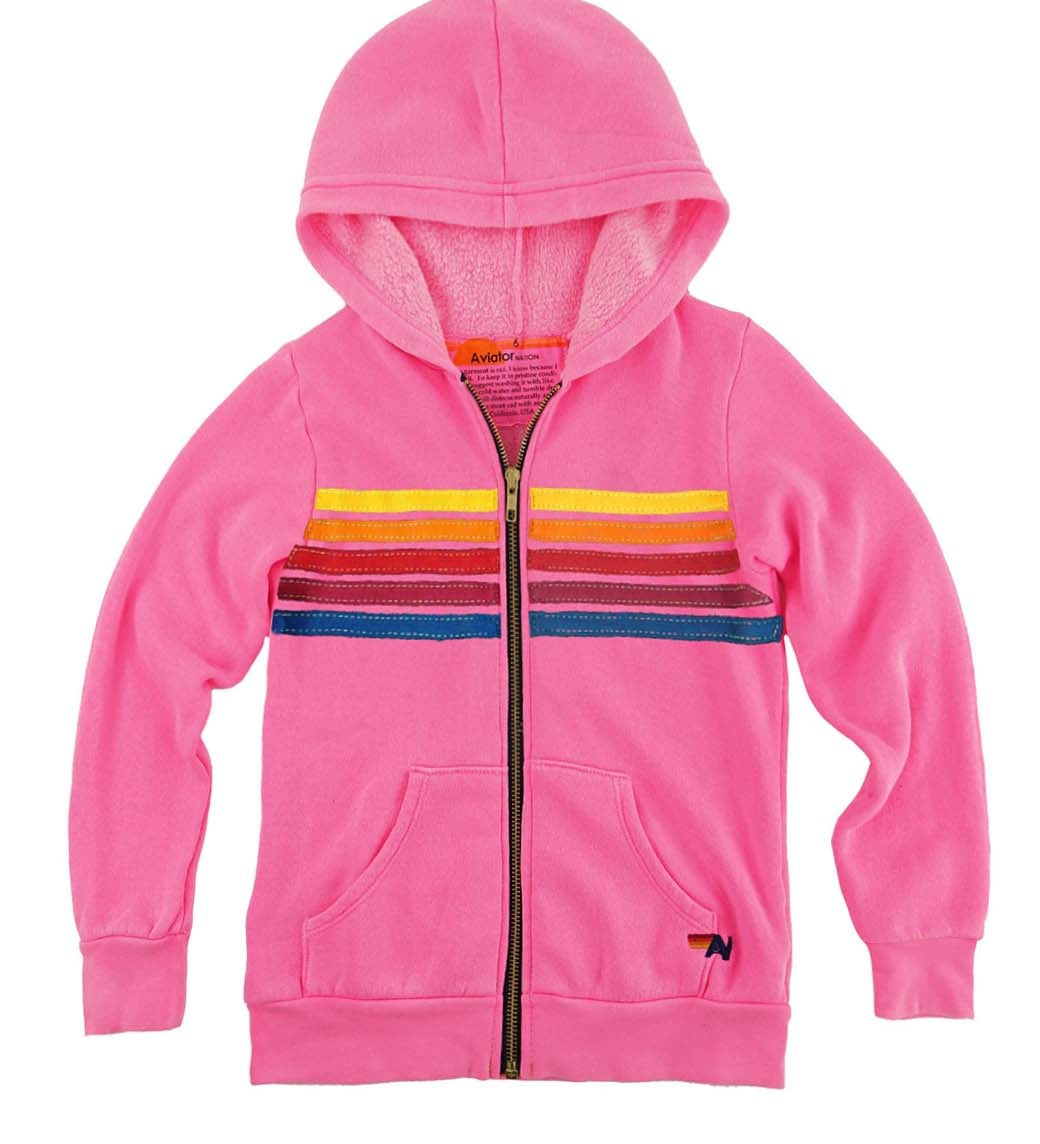 Aviator Nation Kids 5 Stripe Zip Hoodie