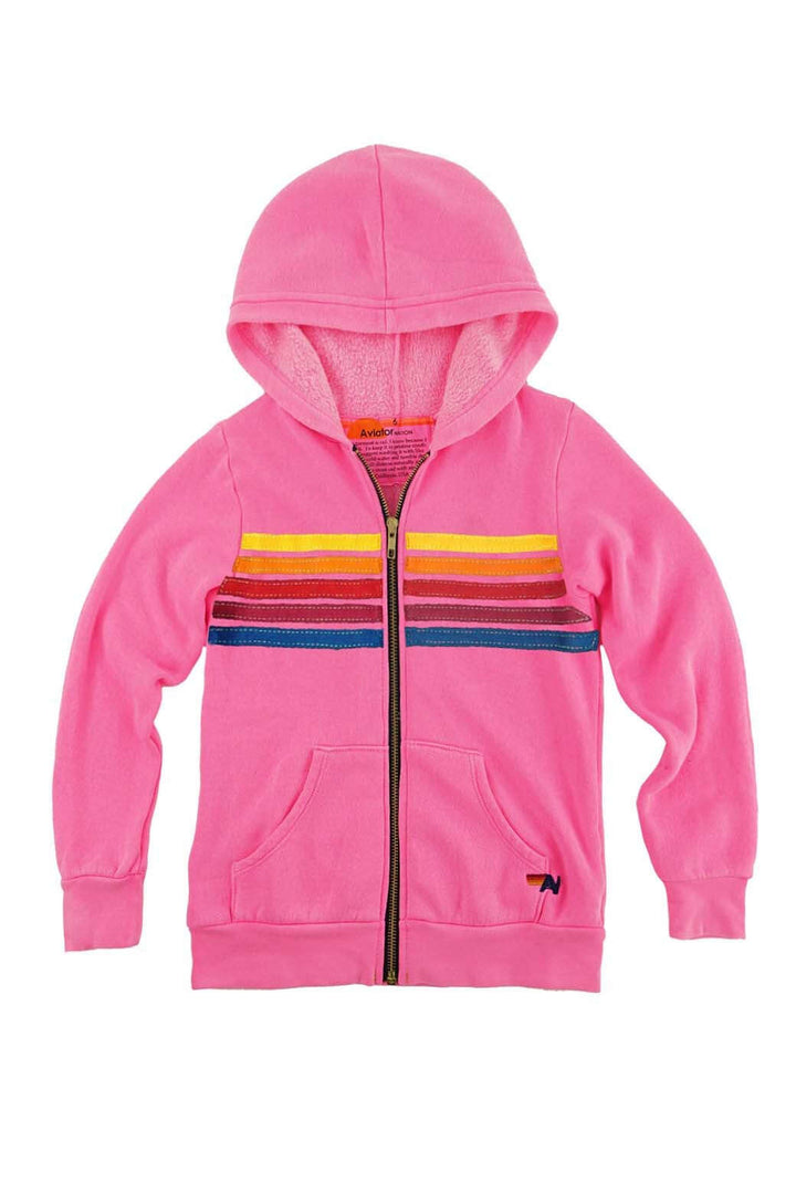 Aviator Nation Kids 5 Stripe Zip Hoodie Skipper & Scout 
