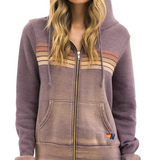 Aviator Nation 5 Stripe Relaxed Zip Hoodie - Faded Mocha