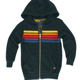 Aviator Nation Kids 5 Stripe Zip Hoodie - Charcoal