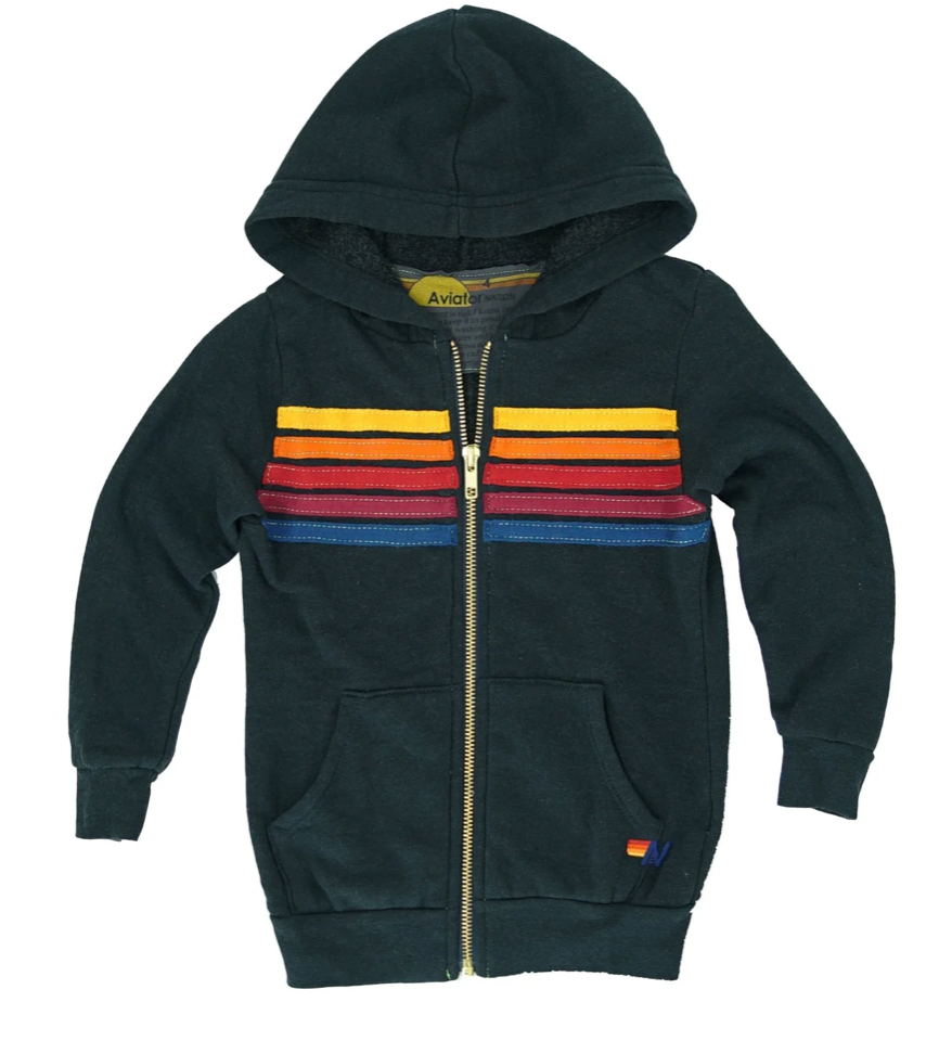 Aviator Nation Kids 5 Stripe Zip Hoodie Skipper & Scout 
