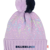 Billieblush Logo Sequin Pompom Beanie - Lilac