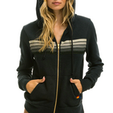 Aviator Nation 5 Stripe Stitch Hoodie - Charcoal/Grey Stripes