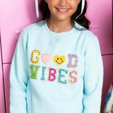 Lola & the Boys GOOD VIBES Crystal Sweatshirt