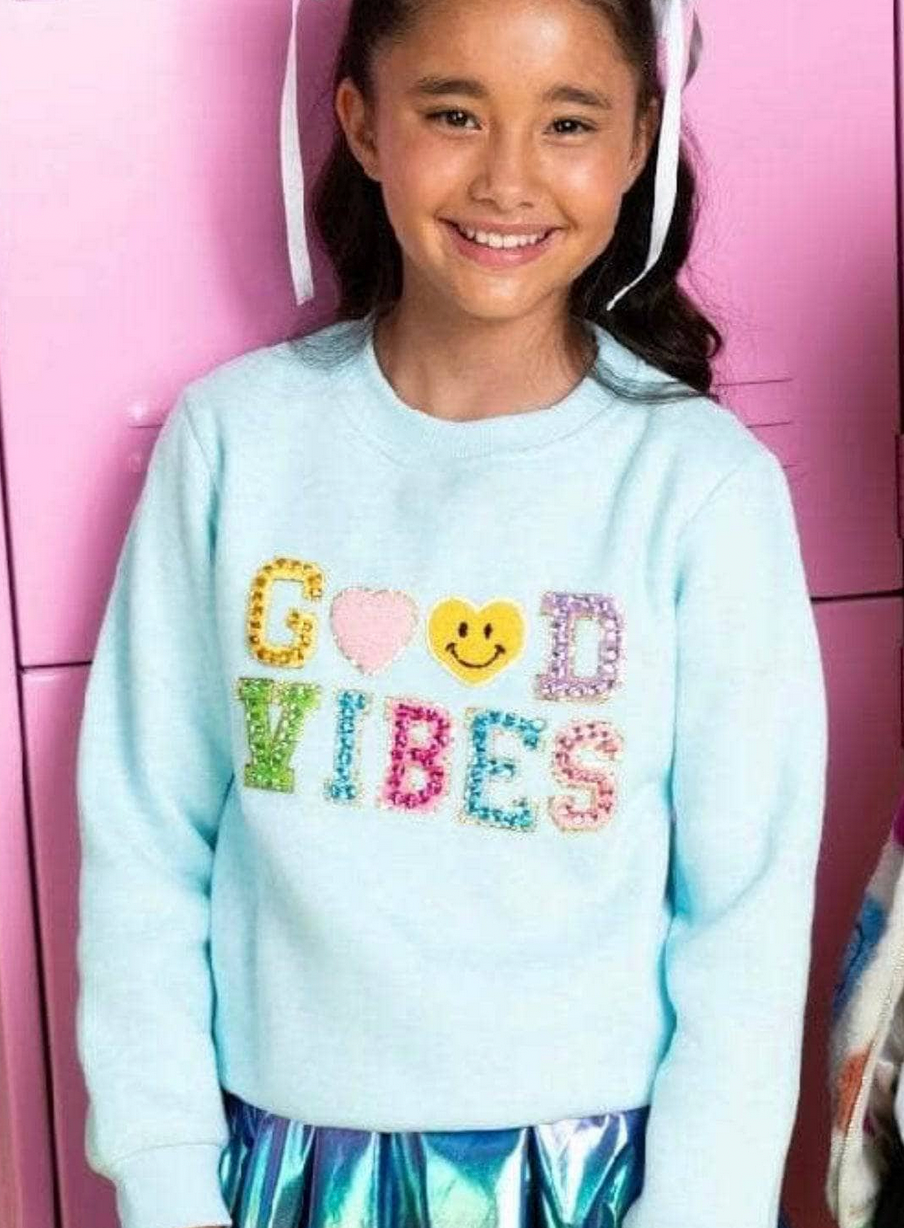 Lola & the Boys GOOD VIBES Crystal Sweatshirt Skipper & Scout 
