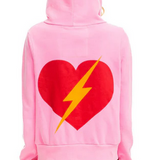 Aviator Nation Bolt Heart Zip Hoodie -  Neon Pink