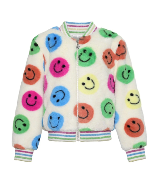 Lola & The Boys Rainbow Emoji Plush Coat