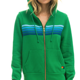 Aviator Nation 5 Stripe Stitch Hoodie- Kelly Green/Blue