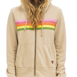 Aviator Nation 5 Stripe Stitch Hoodie- Sand/Pink Green