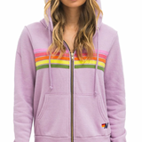 Aviator Nation 5 Stripe Stitch Hoodie - Mauve/Pink Green