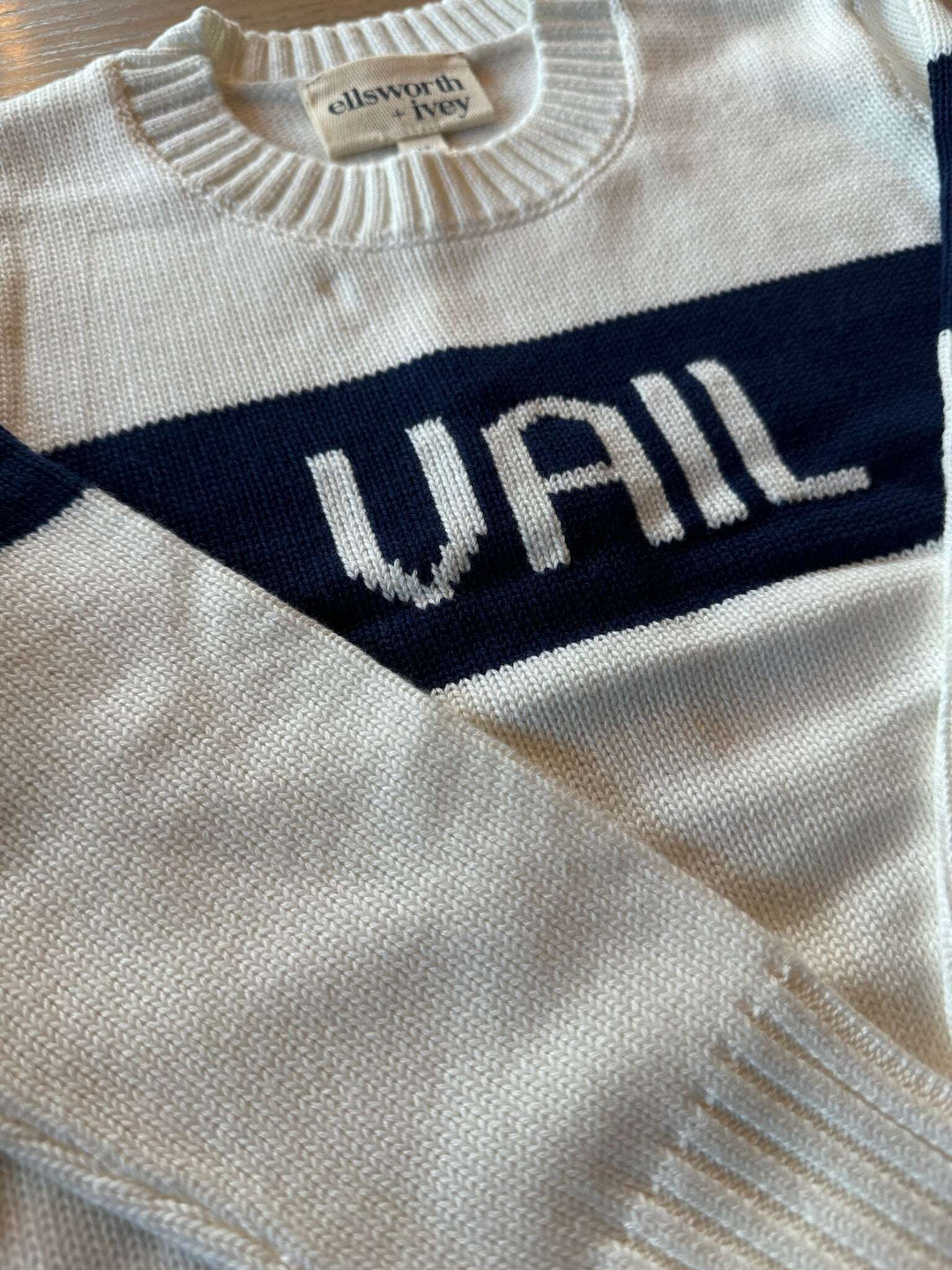 Ellsworth & Ivey Kids Vail Block Crewneck - Ivory/Navy Skipper & Scout 