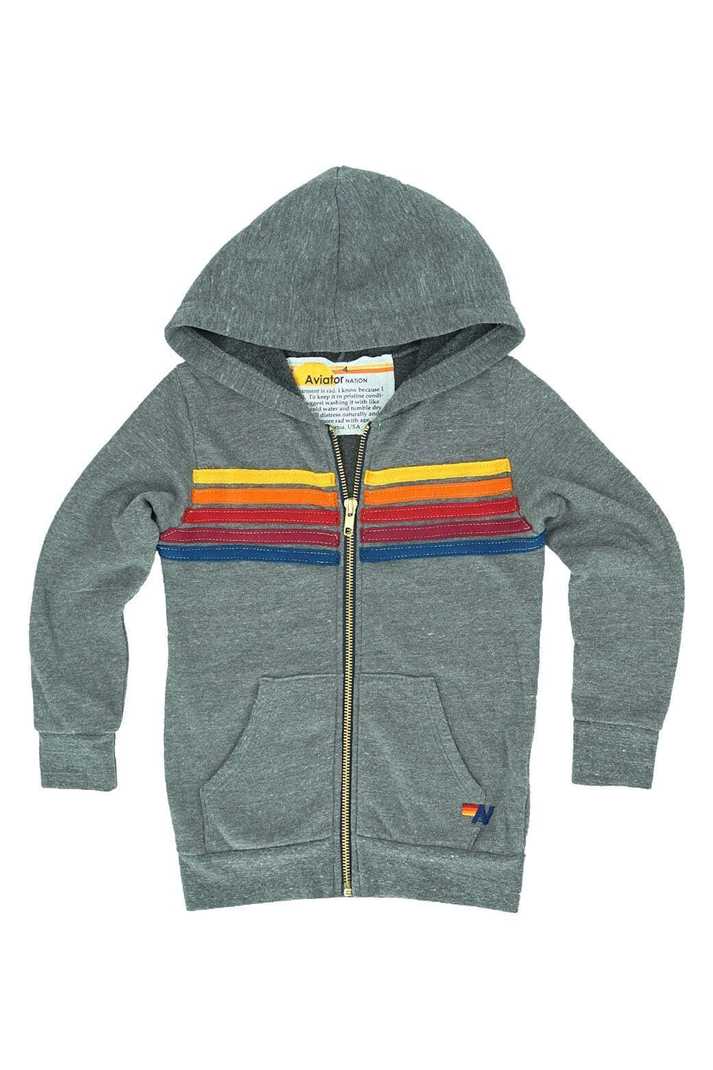 Aviator Nation Kids 5 Stripe Zip Hoodie Skipper & Scout 