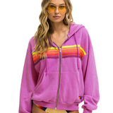 Aviator Nation 5 Stripe Relaxed Zip Hoodie - Magenta/Orange Yellow