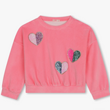 Billieblush Velvet Sequin Heart Sweater