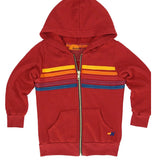 Aviator Nation Kids 5 Stripe Zip Hoodie - Red