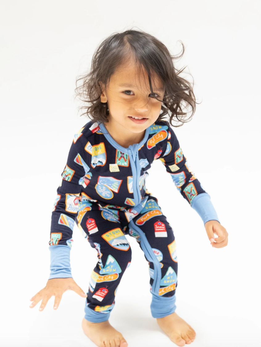 Angel Dear Vintage Ski Patches - 2 Way Zipper Romper Skipper & Scout 