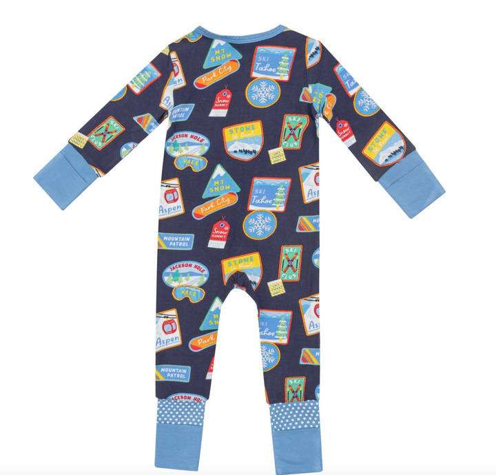 Angel Dear Vintage Ski Patches - 2 Way Zipper Romper Skipper & Scout 