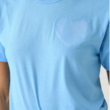 Aviator Nation Glitter Heart Boyfriend Tee - Sky/Blue