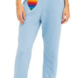 Aviator Nation Rainbow Heart Stitch Sweatpant - Ice