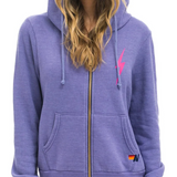 Aviator Nation Bolt 2 Zip Hoodie - Lavender/Neon Pink