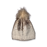 The Blueberry Hill Pearl Metallic Hat w Fur Pom