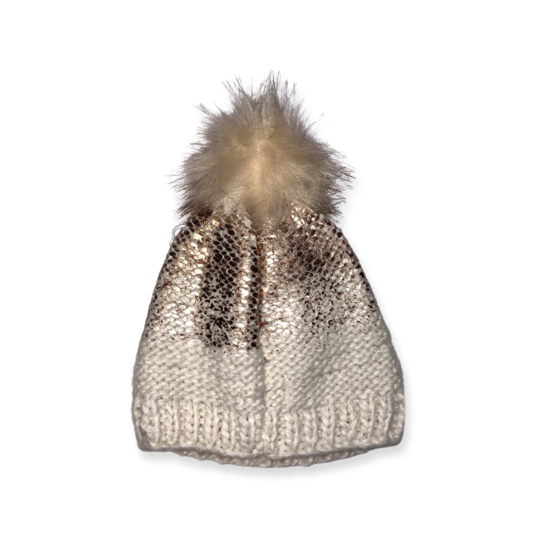 The Blueberry Hill Pearl Metallic Hat w Fur Pom Skipper & Scout 