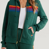 Aviator Nation 5 Stripe Relaxed Zip Hoodie - Forest