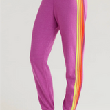 Aviator Nation 5-Stripe Sweatpants - Magenta/Orange Yellow