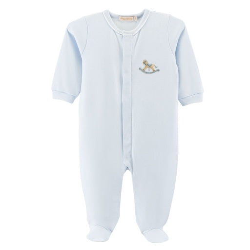 Baby Club Chic Cute Rocking Horse Emb Footie - Light Blue