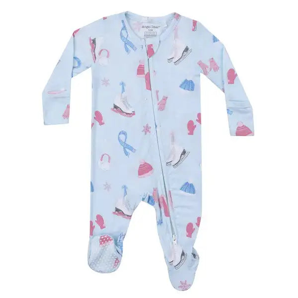 Angel Dear Ice Skating 2 Way Zipper Footie Skipper & Scout 