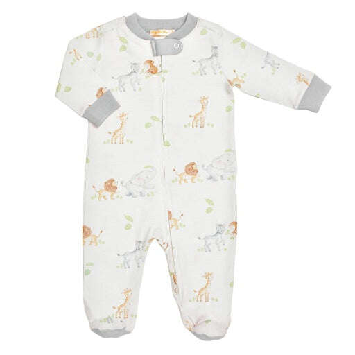 Baby Club Chic Safari Adventure Zip Footie printed - Printed Gray Collar