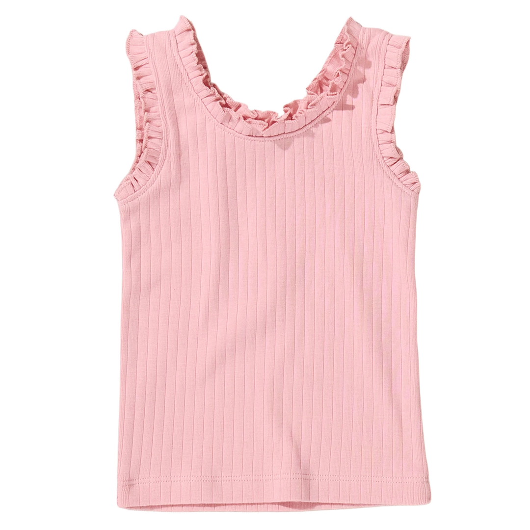 Pink Chicken Joy Ruffle Rib Tank