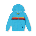 Aviator Nation Kids 5 Stripe Zip Hoodie - woflow - Neon Blue