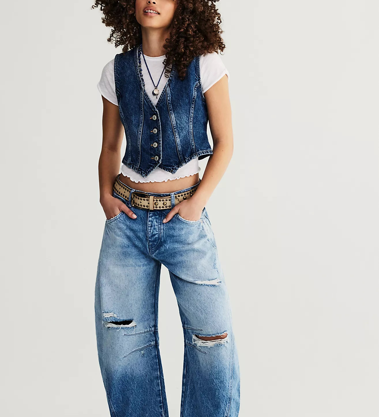 Free People Good Luck Mid-Rise Barrel Jeans