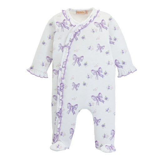 Baby Club Chic Printed Ruffle Footie Lavender Bows - 3-6M