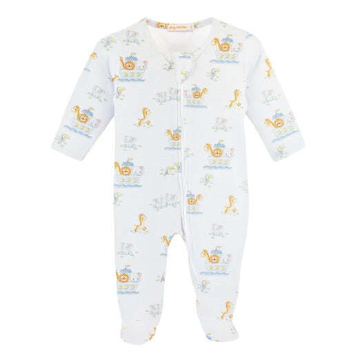 Baby Club Chic Noah's Ark Zip Footie printed