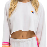 Aviator Nation Rugby Stitch Cropped Crew Sweatshirt