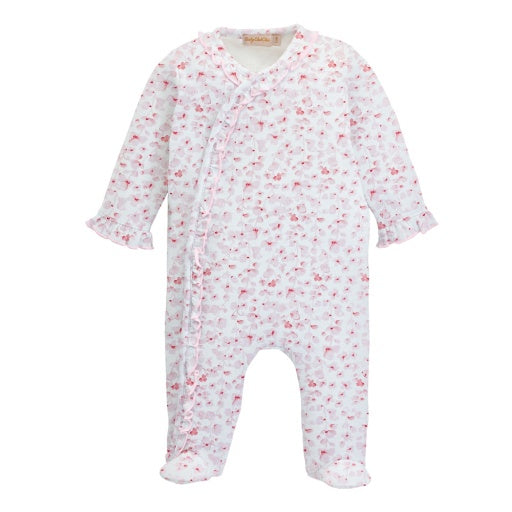Baby Club Chic Printed Ruffle Footie Pink Begonias - 6-9M