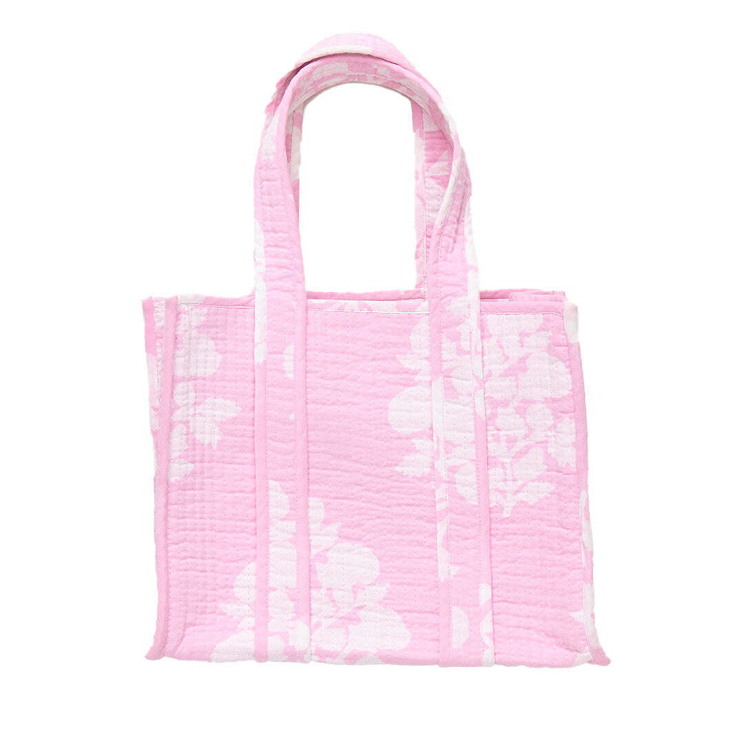 Pink Chicken Small Reversible Quilted Tote - Pink Bouquet Floral Skipper & Scout 