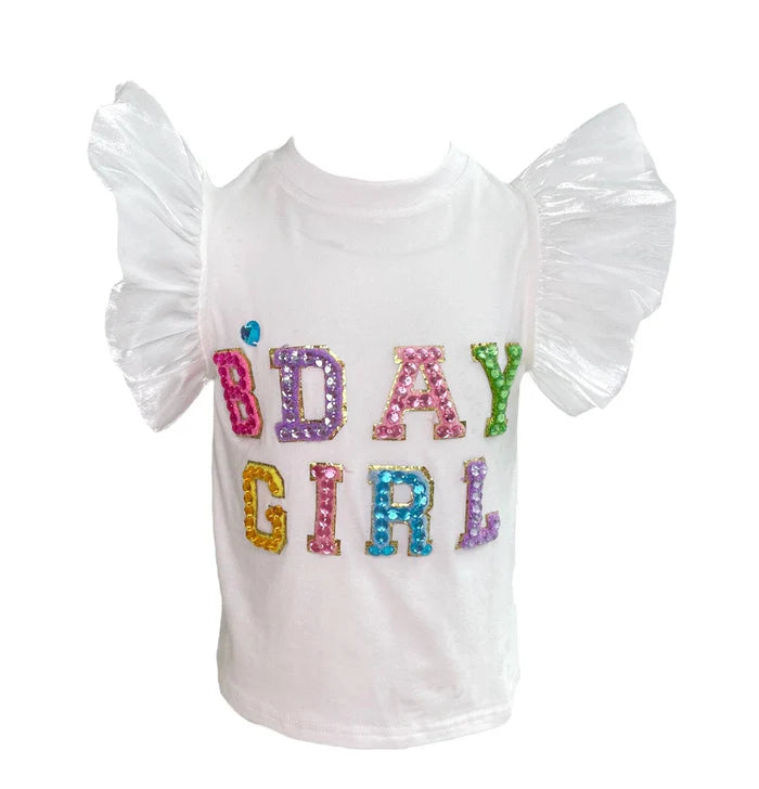 Lola & the Boys Birthday Girl Gem Ruffle Shirt