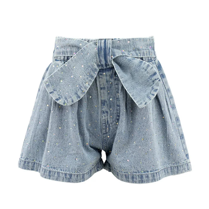 Lola & the Boys Sparkle Bow Denim Short