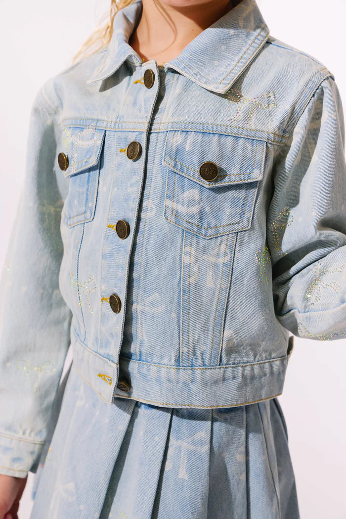 Lola & the Boys Sparkle Bows Denim Jacket