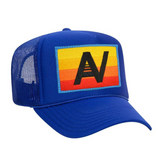 Aviator Nation Logo Rainbow Low Rise Trucker - woflow - Royal Blue