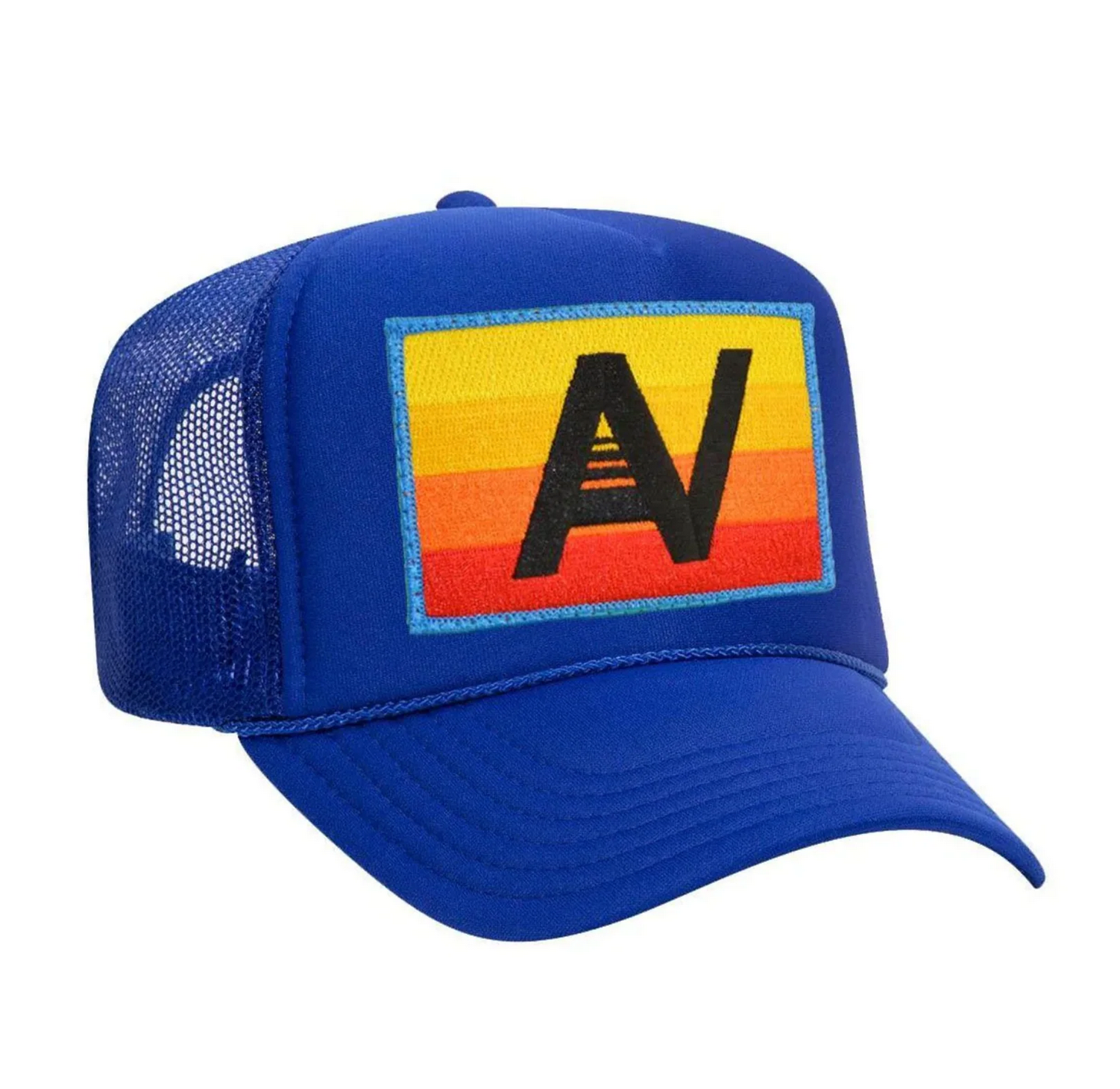 Aviator Nation Logo Rainbow Low Rise Trucker - woflow - Royal Blue