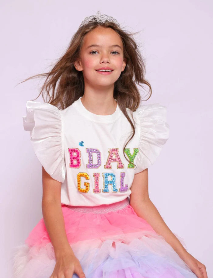 Lola & the Boys Birthday Girl Gem Ruffle Shirt