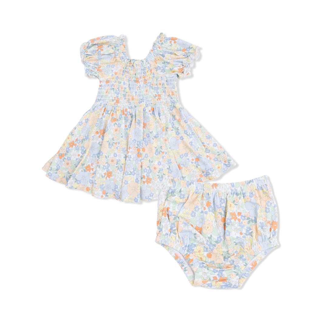 Angel Dear Georgia Floral Smocked Twirly Dress Set