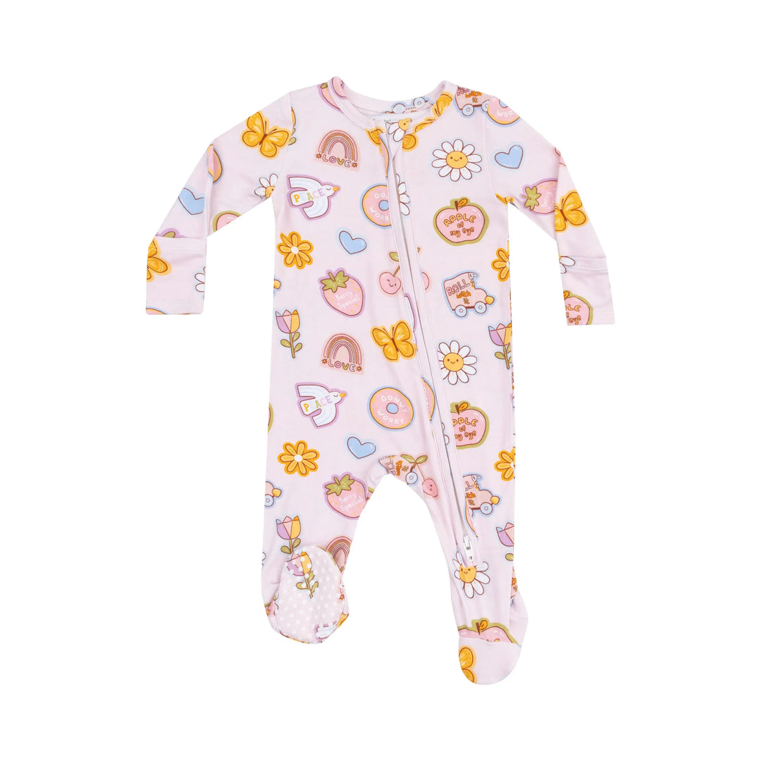 Angel Dear Groovy Vibes Stickers 2 Way Zipper Footie Skipper & Scout 