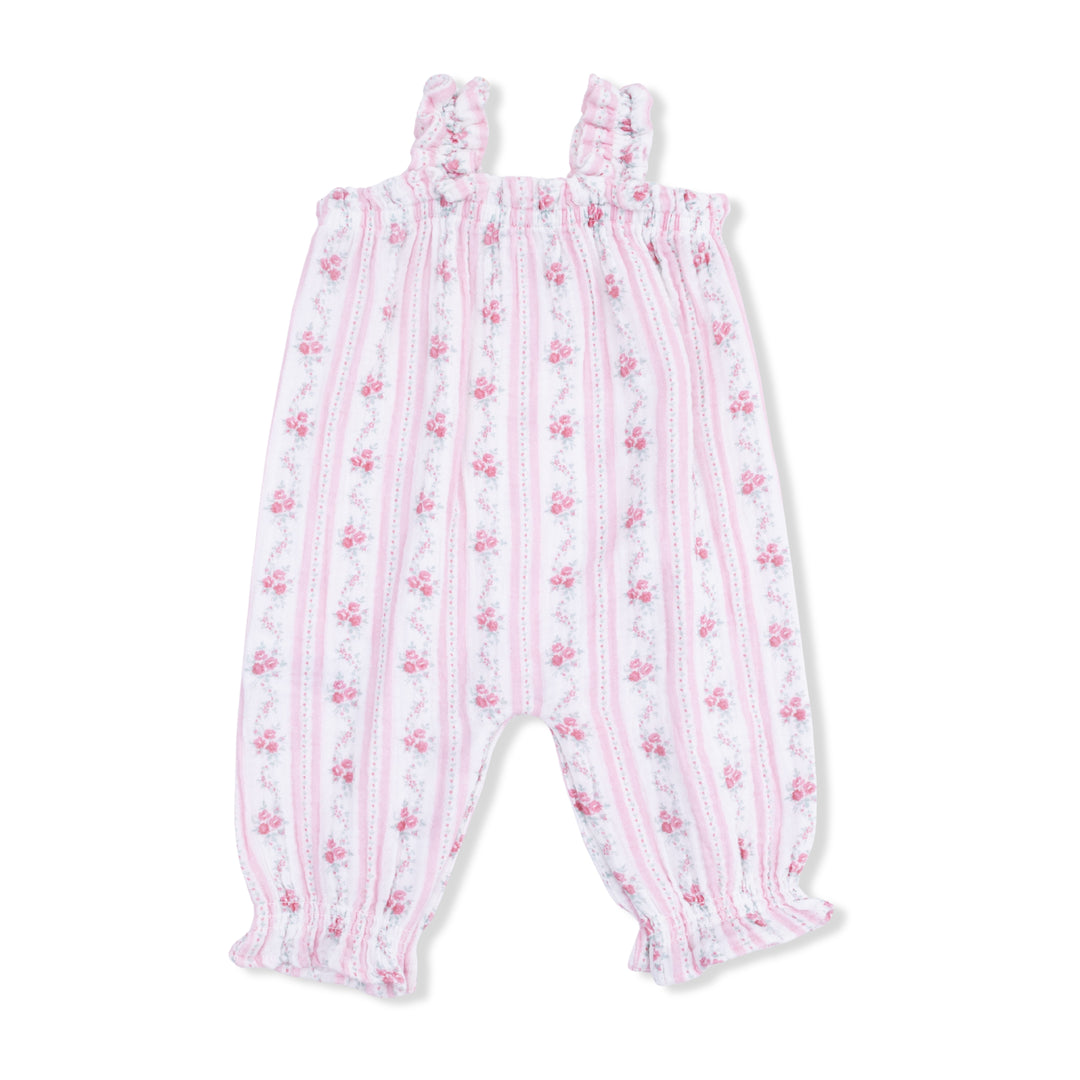 Angel Dear Winding Roses Striped Ruffle Strap Overall